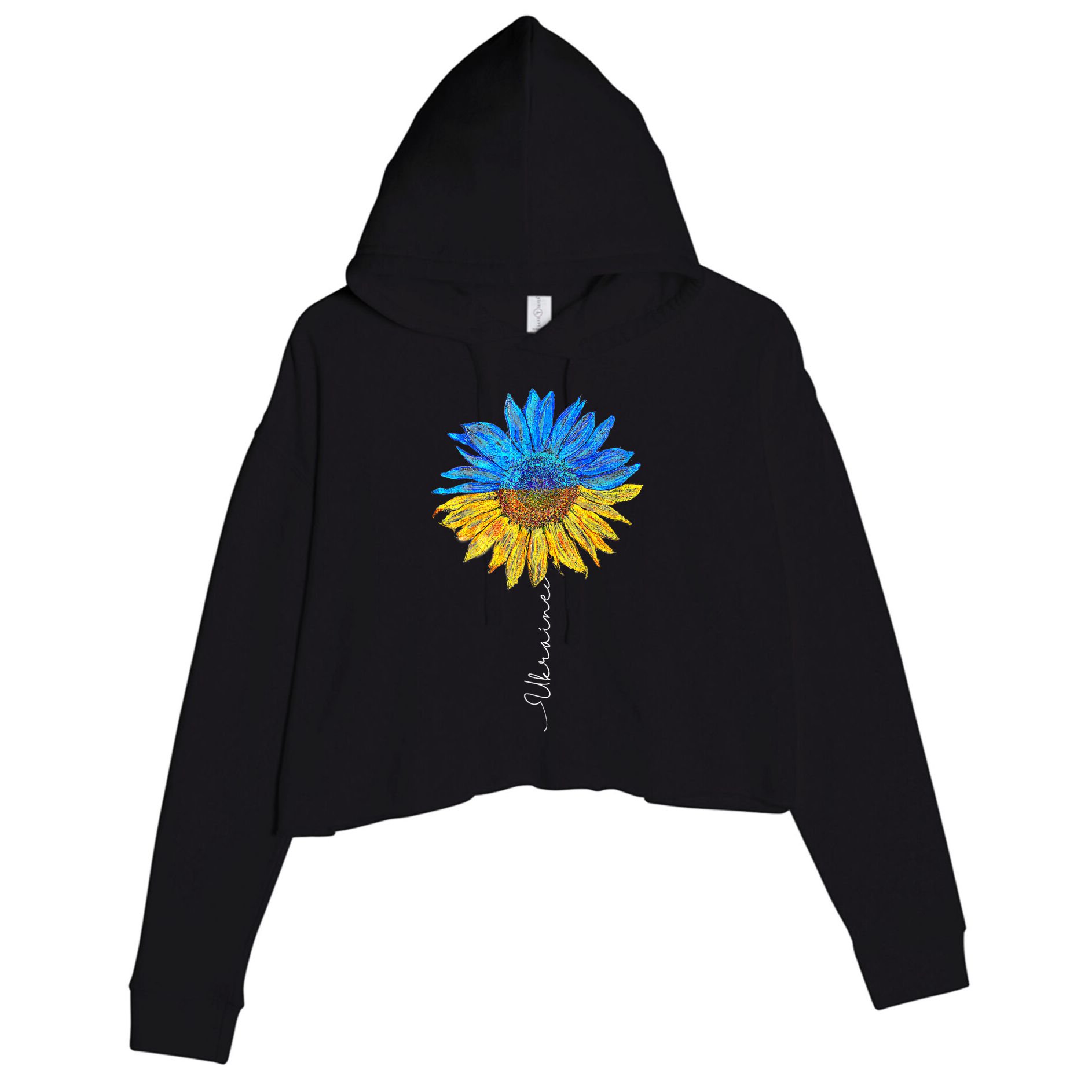 I Stand with Ukraine Ukraine Flag Sunflower Vintage Crop Fleece Hoodie