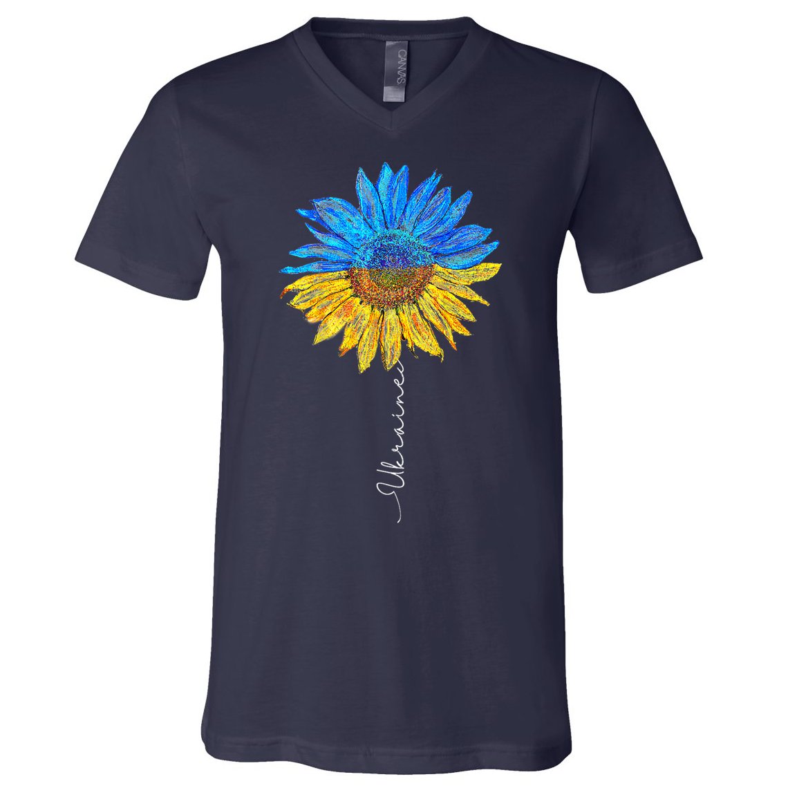 I Stand with Ukraine Ukraine Flag Sunflower Vintage V-Neck T-Shirt
