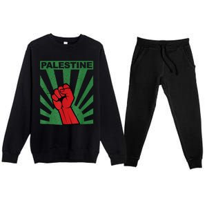 I Stand With Palestine For Their Freedom Free Palestine Premium Crewneck Sweatsuit Set