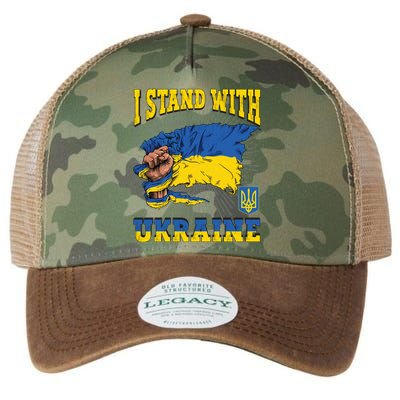 I Stand With Ukraine Ukrainian Fist Flag Meaningful Gift Legacy Tie Dye Trucker Hat