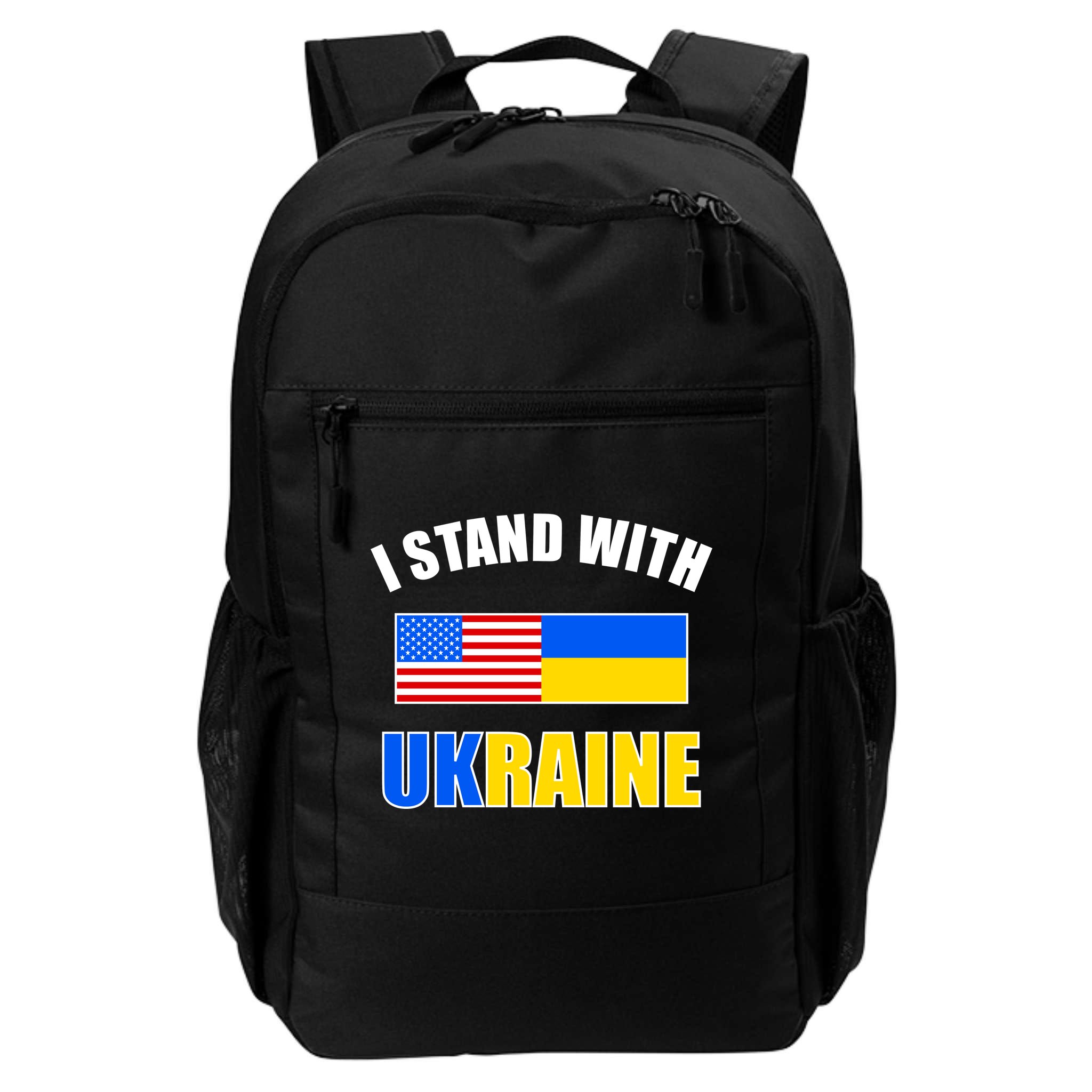 I Stand With Ukraine USA Support Flags United Backpack
