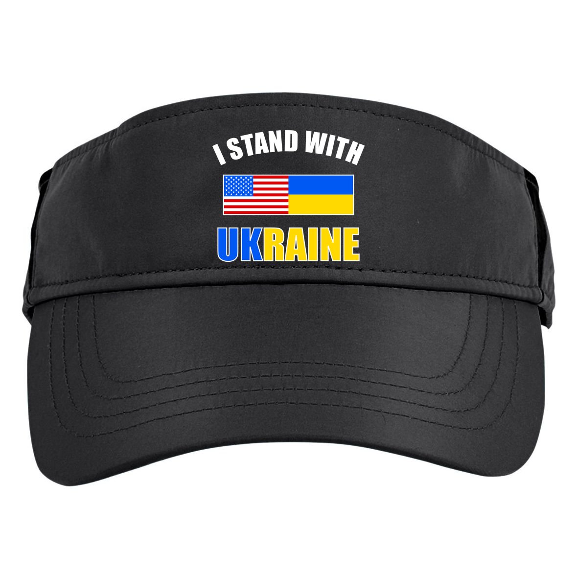 I Stand With Ukraine USA Support Flags United Adult Drive Performance Visor