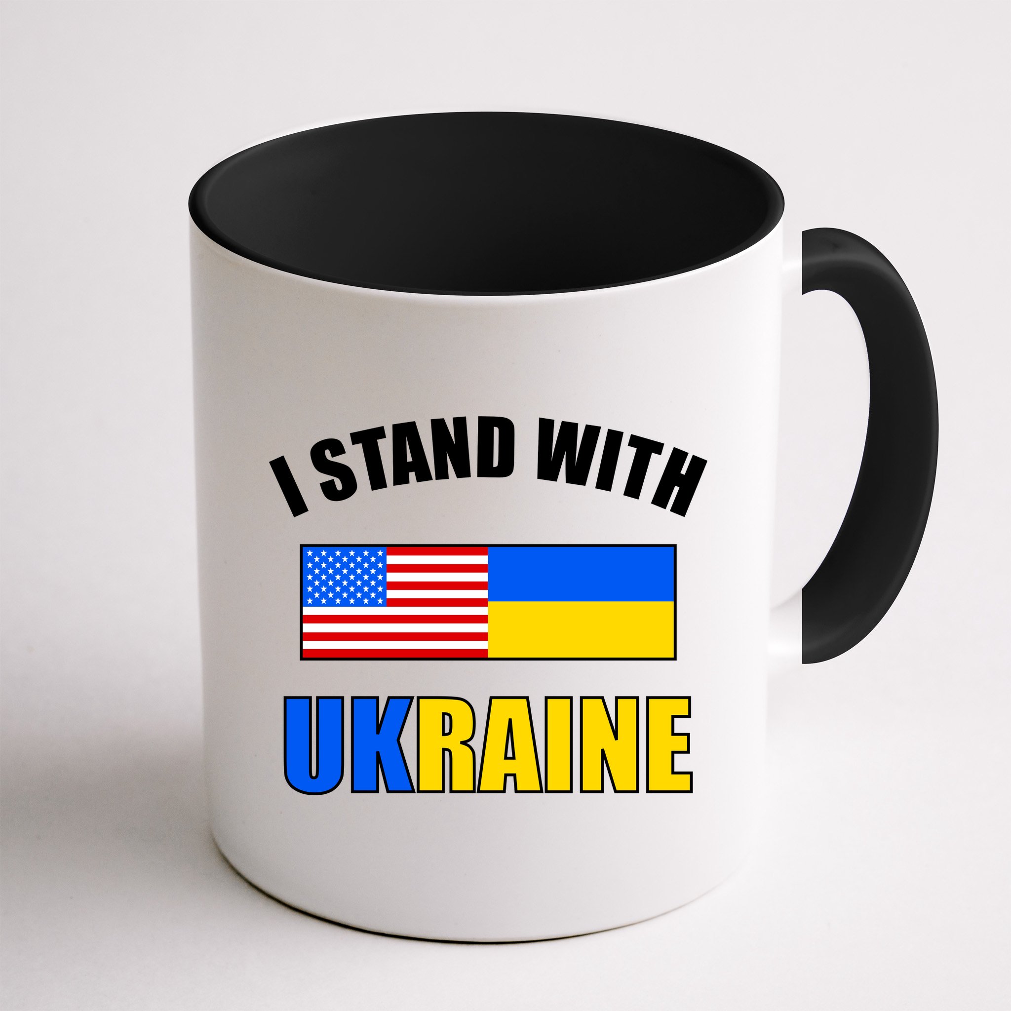 I Stand With Ukraine USA Support Flags United Mug