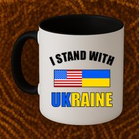 I Stand With Ukraine USA Support Flags United Mug