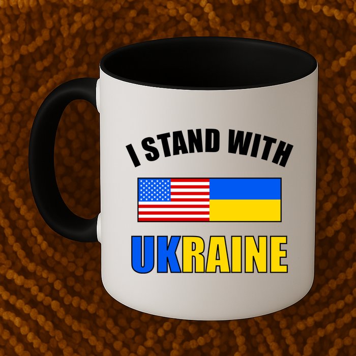I Stand With Ukraine USA Support Flags United Mug