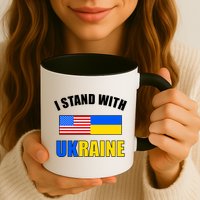 I Stand With Ukraine USA Support Flags United Mug