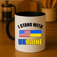 I Stand With Ukraine USA Support Flags United Mug