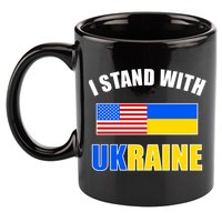 I Stand With Ukraine USA Support Flags United 11oz C Handle Ceramic Mug