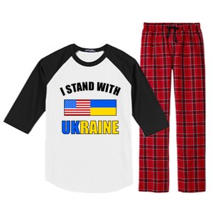 I Stand With Ukraine USA Support Flags United Raglan Sleeve Pajama Set