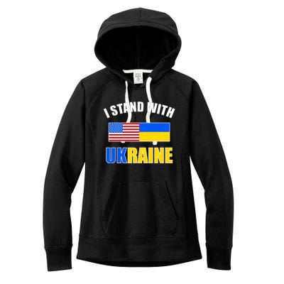 I Stand With Ukraine USA Support Flags United Women's Fleece Hoodie