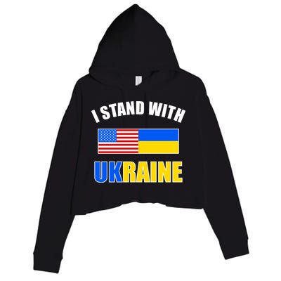 I Stand With Ukraine USA Support Flags United Crop Fleece Hoodie