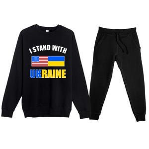 I Stand With Ukraine USA Support Flags United Premium Crewneck Sweatsuit Set