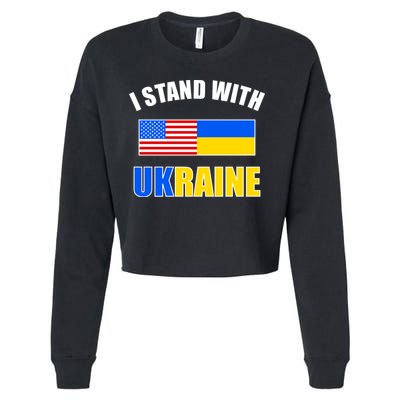 I Stand With Ukraine USA Support Flags United Cropped Pullover Crew