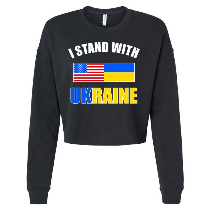 I Stand With Ukraine USA Support Flags United Cropped Pullover Crew