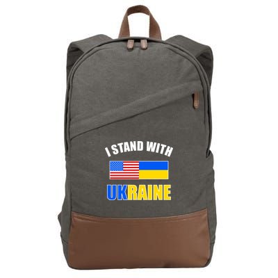 I Stand With Ukraine USA Support Flags United Cotton Canvas Backpack