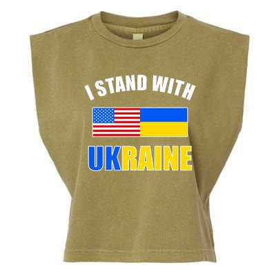 I Stand With Ukraine USA Support Flags United Garment-Dyed Women's Muscle Tee