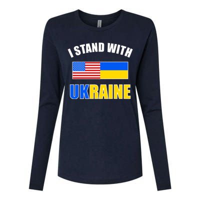 I Stand With Ukraine USA Support Flags United Womens Cotton Relaxed Long Sleeve T-Shirt