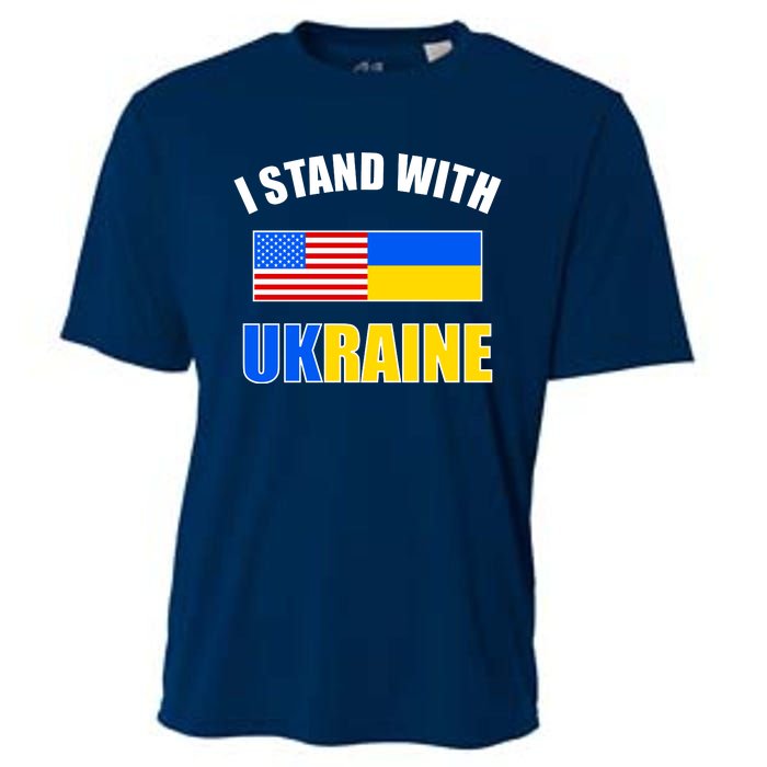 I Stand With Ukraine USA Support Flags United Cooling Performance Crew T-Shirt