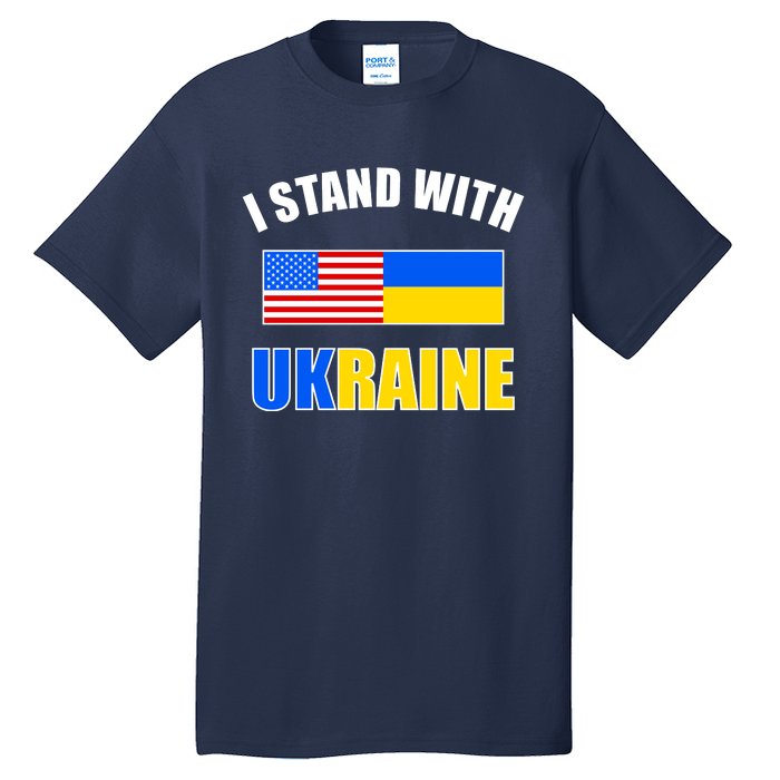 I Stand With Ukraine USA Support Flags United Tall T-Shirt