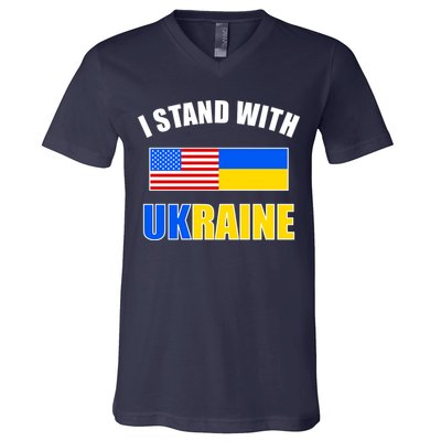 I Stand With Ukraine USA Support Flags United V-Neck T-Shirt