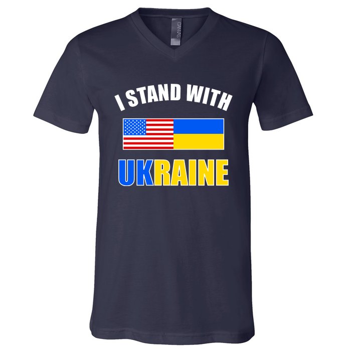 I Stand With Ukraine USA Support Flags United V-Neck T-Shirt