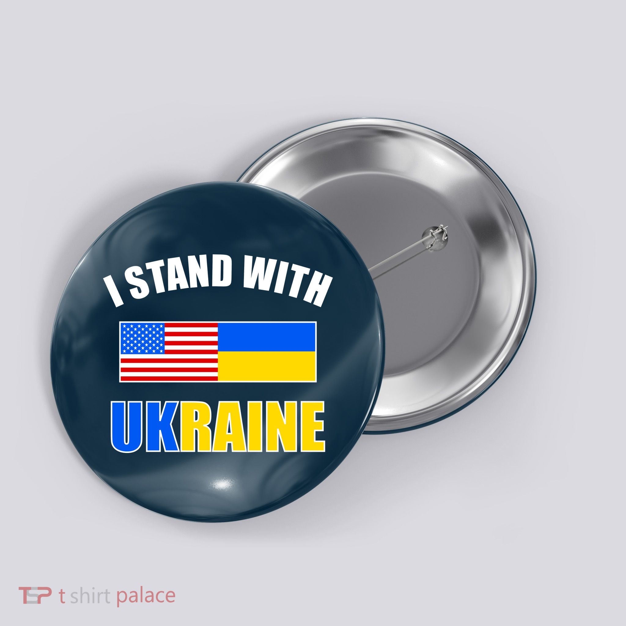 I Stand With Ukraine USA Support Flags United Button