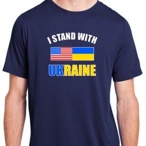 I Stand With Ukraine USA Support Flags United Adult ChromaSoft Performance T-Shirt