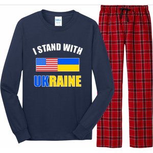 I Stand With Ukraine USA Support Flags United Long Sleeve Pajama Set