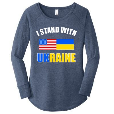 I Stand With Ukraine USA Support Flags United Women's Perfect Tri Tunic Long Sleeve Shirt