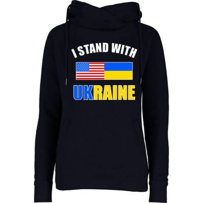 I Stand With Ukraine USA Support Flags United Womens Funnel Neck Pullover Hood