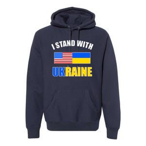 I Stand With Ukraine USA Support Flags United Premium Hoodie