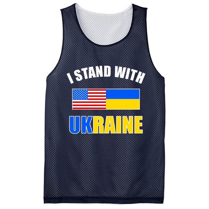 I Stand With Ukraine USA Support Flags United Mesh Reversible Basketball Jersey Tank