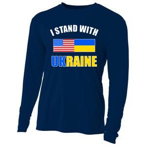 I Stand With Ukraine USA Support Flags United Cooling Performance Long Sleeve Crew