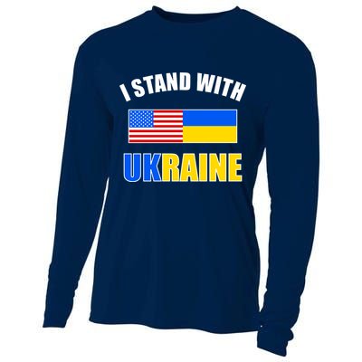 I Stand With Ukraine USA Support Flags United Cooling Performance Long Sleeve Crew