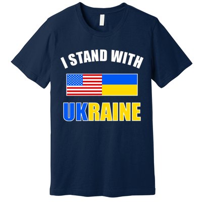 I Stand With Ukraine USA Support Flags United Premium T-Shirt