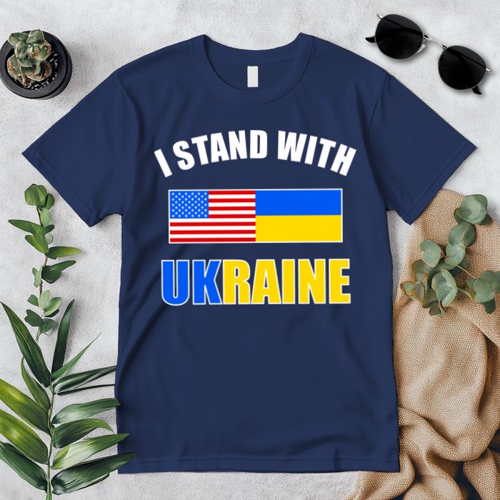 I Stand With Ukraine USA Support Flags United Premium T-Shirt