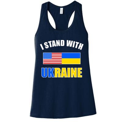 I Stand With Ukraine USA Support Flags United Womens Tank Top