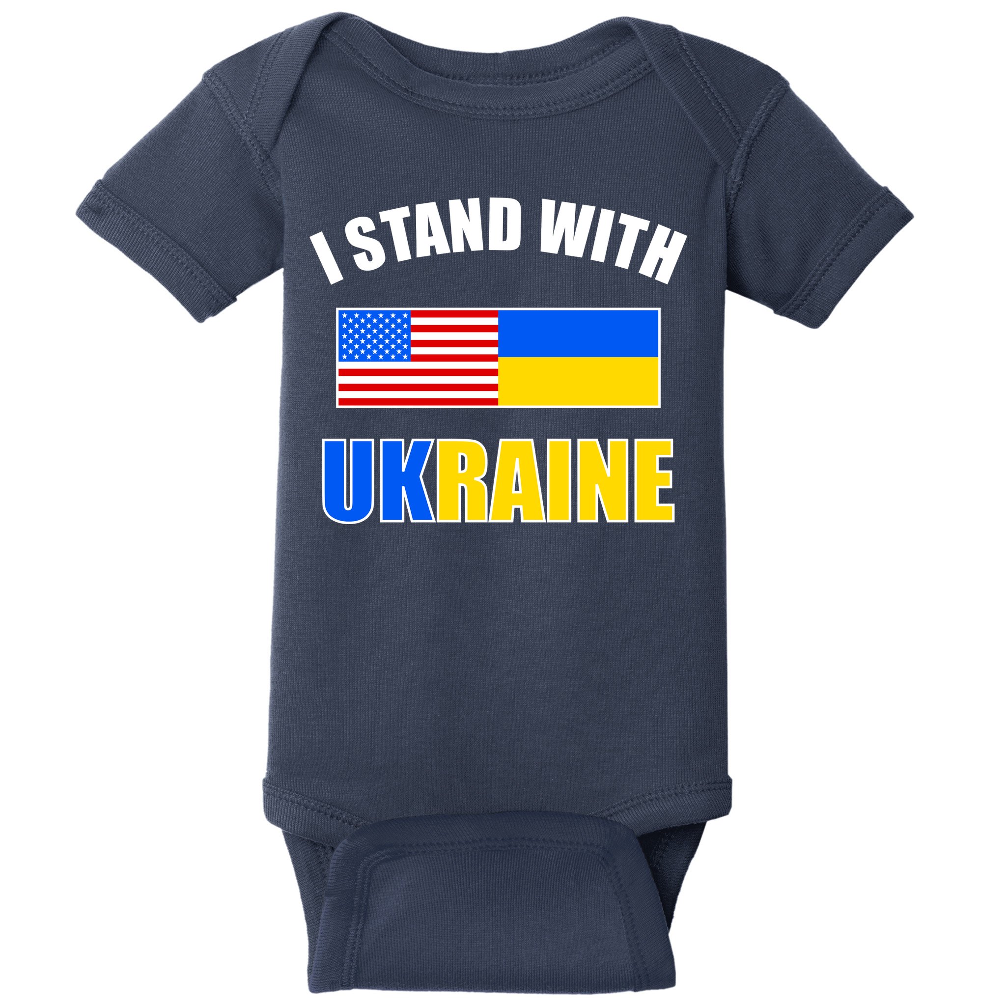 I Stand With Ukraine USA Support Flags United Baby Bodysuit