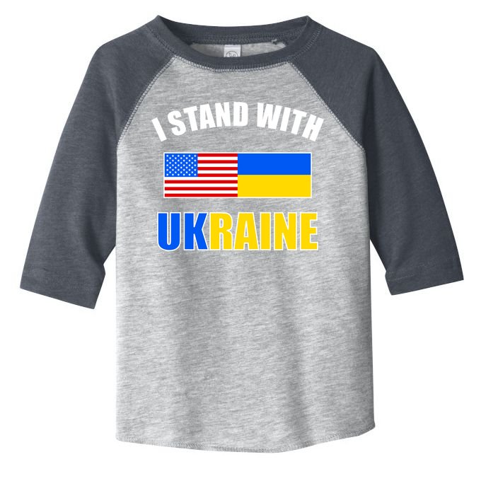 I Stand With Ukraine USA Support Flags United Toddler Fine Jersey T-Shirt