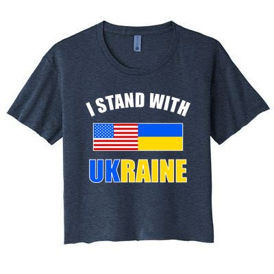 I Stand With Ukraine USA Support Flags United Women's Crop Top Tee