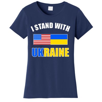 I Stand With Ukraine USA Support Flags United Women's T-Shirt