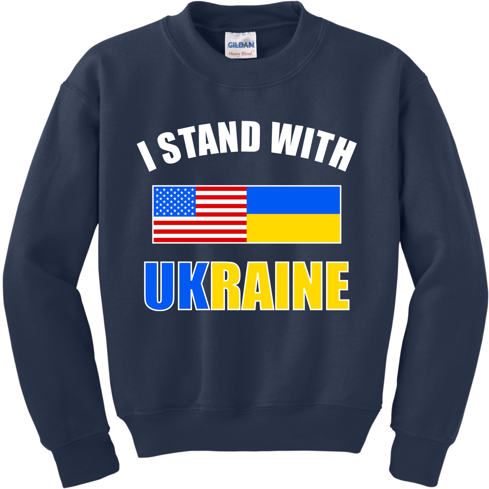 I Stand With Ukraine USA Support Flags United Kids Sweatshirt