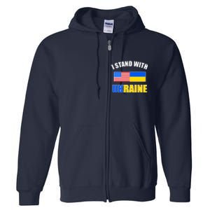 I Stand With Ukraine USA Support Flags United Full Zip Hoodie