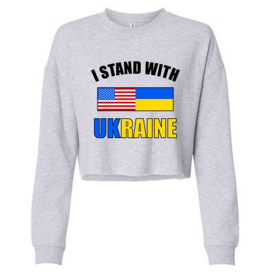 I Stand With Ukraine USA Support Flags United Cropped Pullover Crew