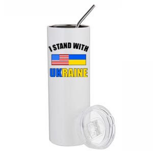 I Stand With Ukraine USA Support Flags United Stainless Steel Tumbler