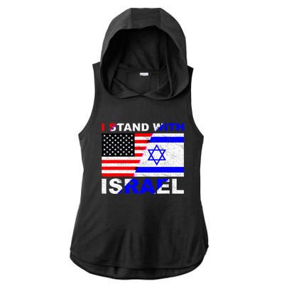 I Stand With Israel Pray For Israel Us Israel Flag Ladies PosiCharge Tri-Blend Wicking Draft Hoodie Tank