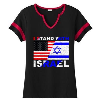 I Stand With Israel Pray For Israel Us Israel Flag Ladies Halftime Notch Neck Tee