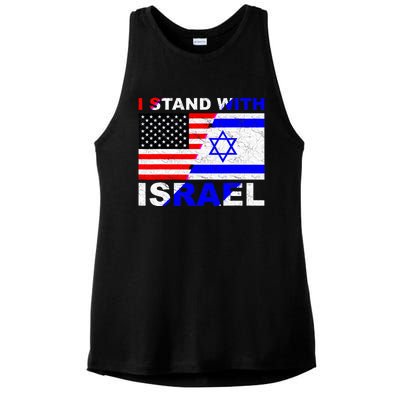 I Stand With Israel Pray For Israel Us Israel Flag Ladies PosiCharge Tri-Blend Wicking Tank