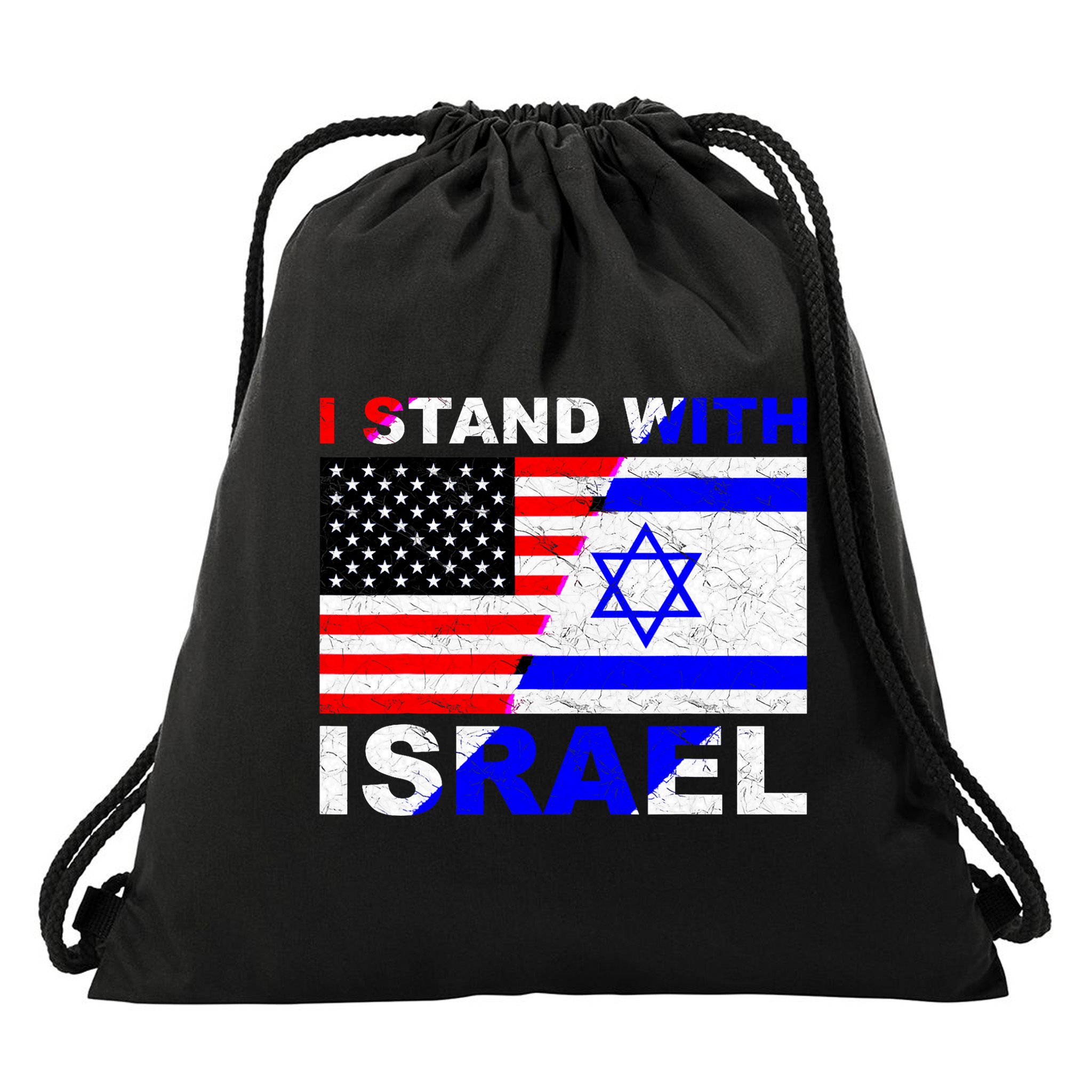 I Stand With Israel Pray For Israel Us Israel Flag Drawstring Bag