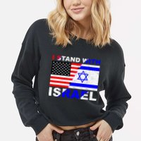 I Stand With Israel Pray For Israel Us Israel Flag Cropped Pullover Crew